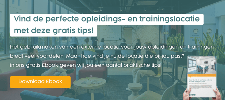 Banner met CTA Ebook externe trainingslocatie - Blog cluster 5 - Lucy