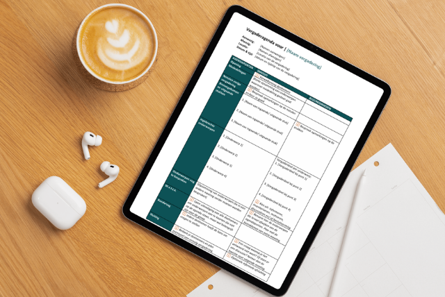 template vergaderagenda van Aristo meeting center