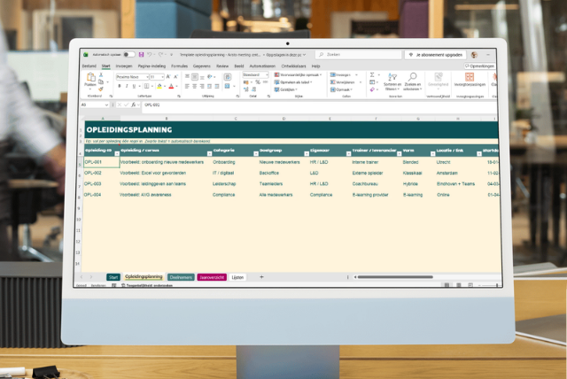 Template opleidingsplanning Aristo meeting center